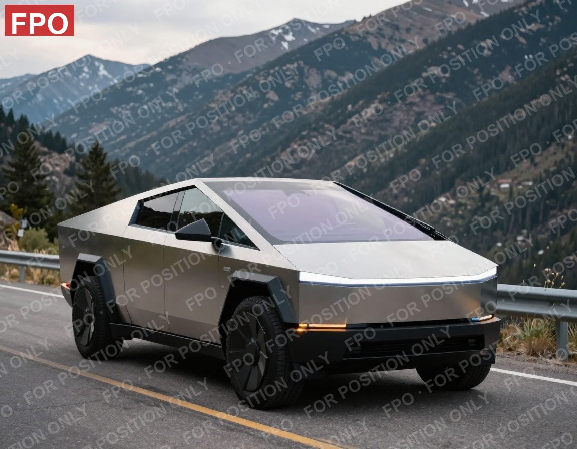 Cybertruck, front three-quarter