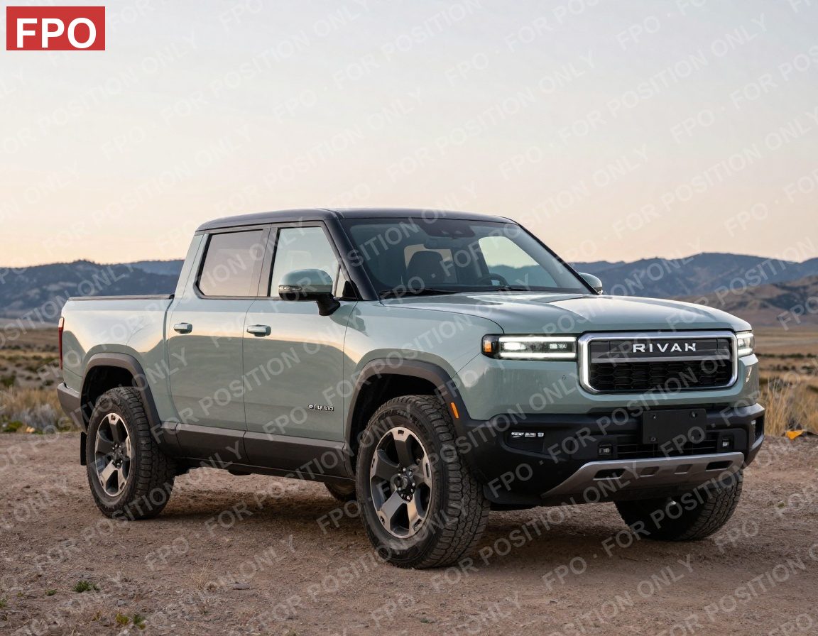 Rivian R1T, front three-quarter